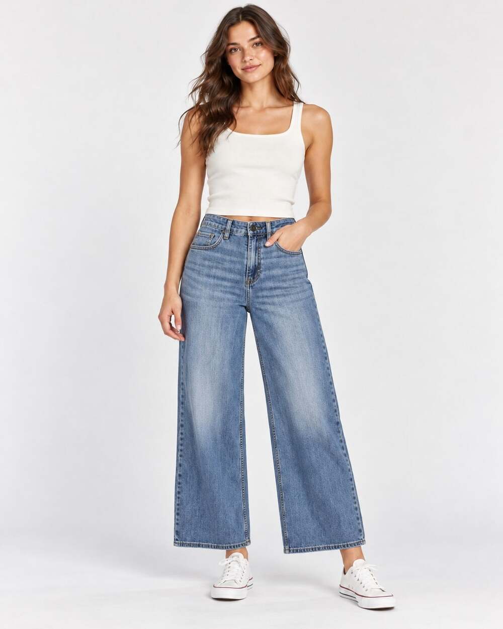 Faherty Organic Cotton Wide Leg Ankle Jeans W 26